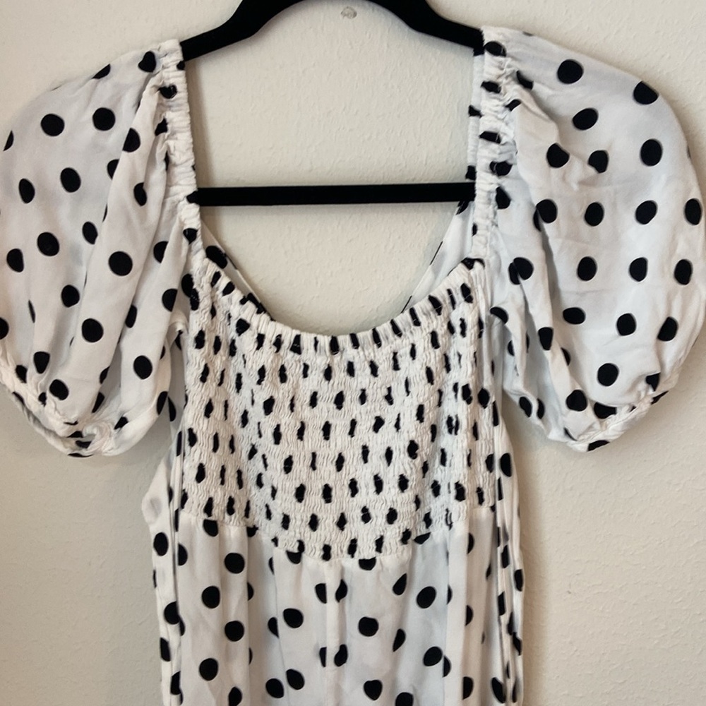 Faithfull the Brand Charlize Midi Dress Polka Dot Black White - Picture 6 of 6